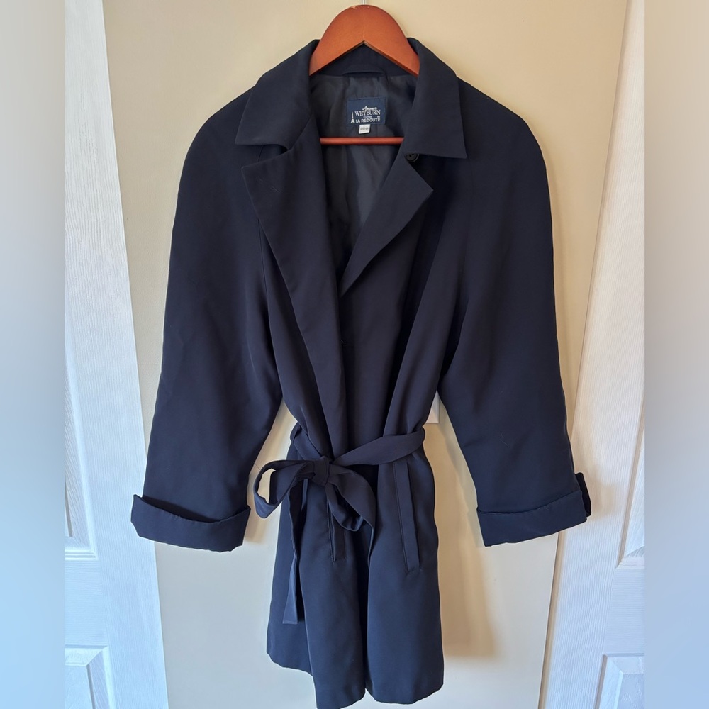 Anne Weyburn by La Redoute Vintage Navy Blue Trench Coat with Belt Size 12